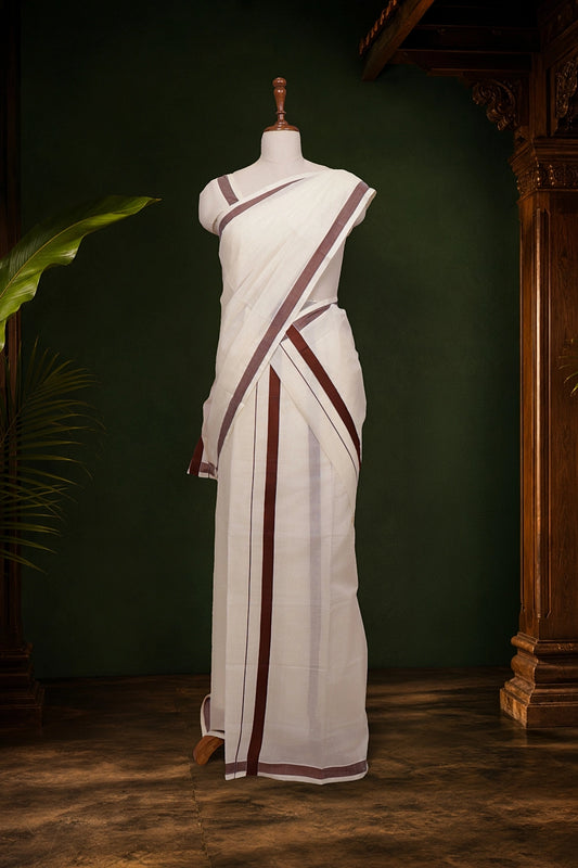 Off White Cotton Set Mundu