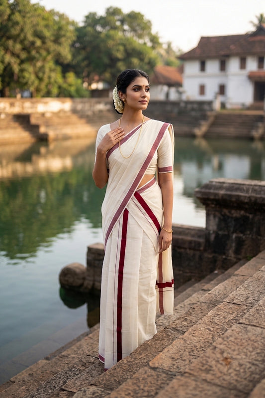 Off White Cotton Set Mundu