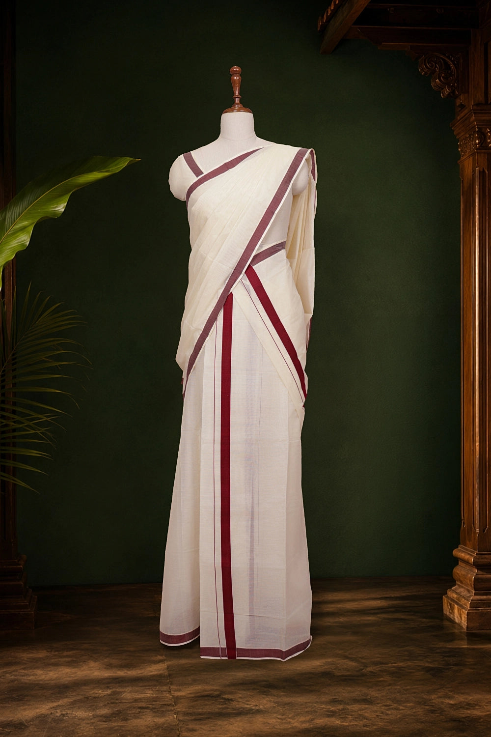 Off White Cotton Set Mundu