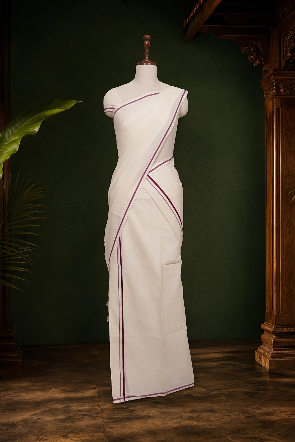 Off White Cotton Set Mundu