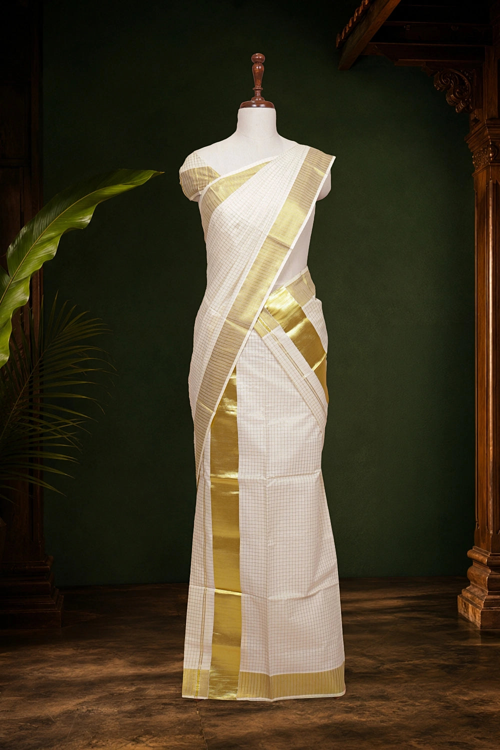Off White Cotton Set Mundu