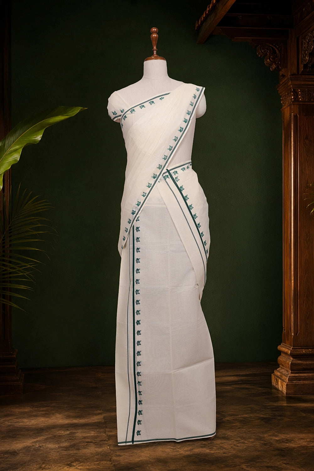 Off White Cotton Set Mundu