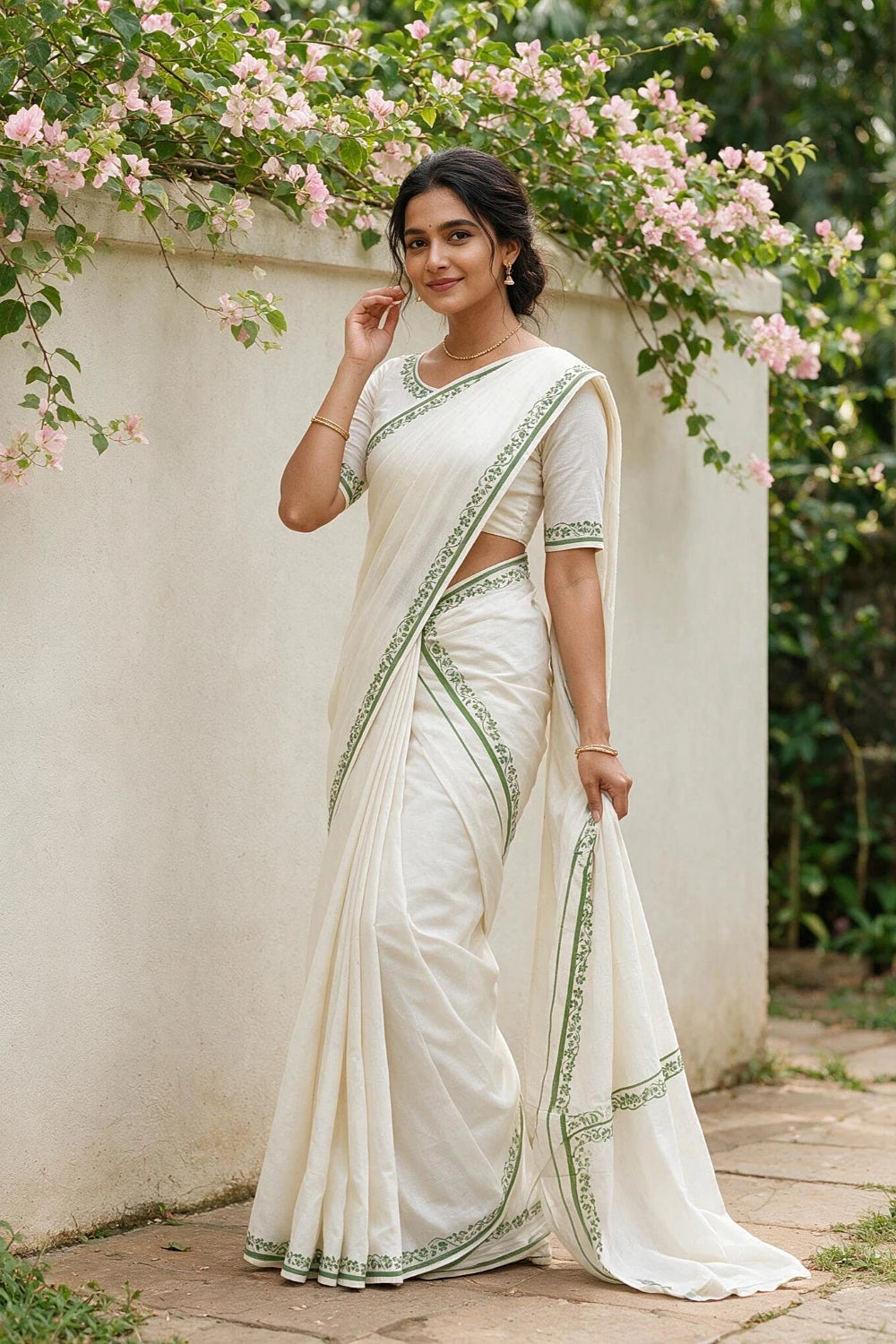 Off White Cotton Set Mundu