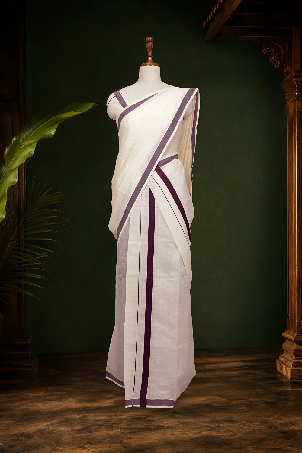 Off White Cotton Set Mundu