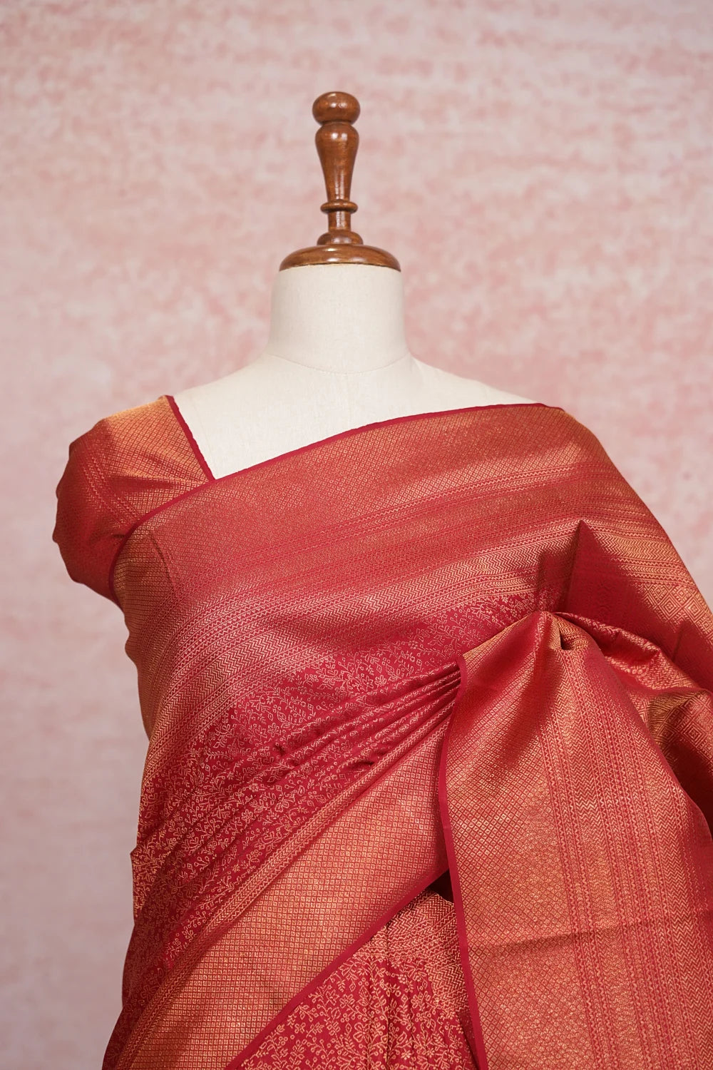 Apple Red Kancheepuram Silk Saree