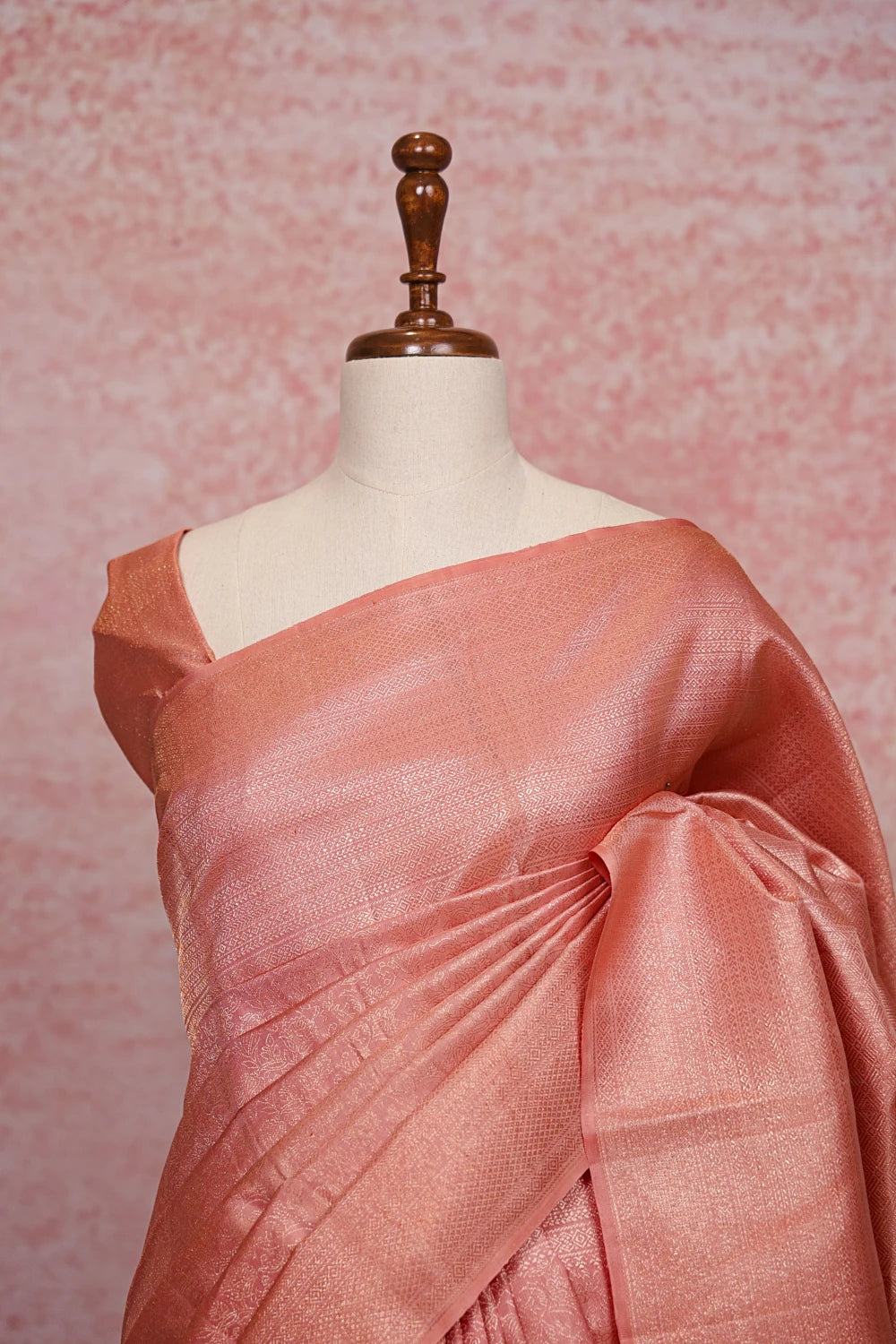 Peach Kancheepuram Silk Saree