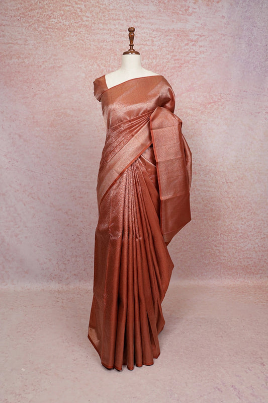 Onion Color Kancheepuram Silk  Saree