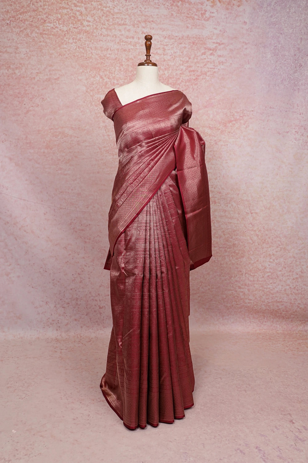 Wine Red Kancheepuram Silk Saree