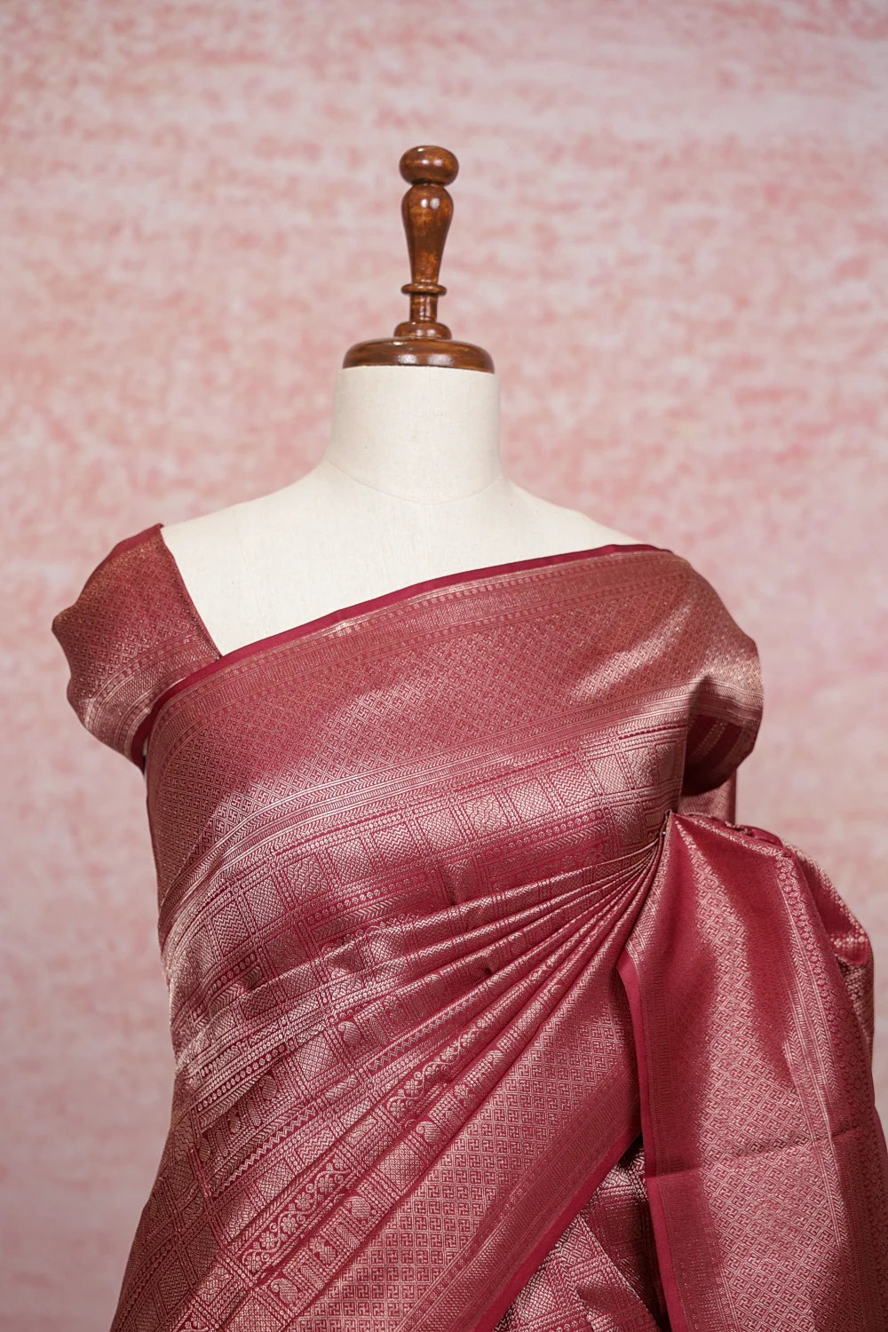 Wine Red Kancheepuram Silk Saree
