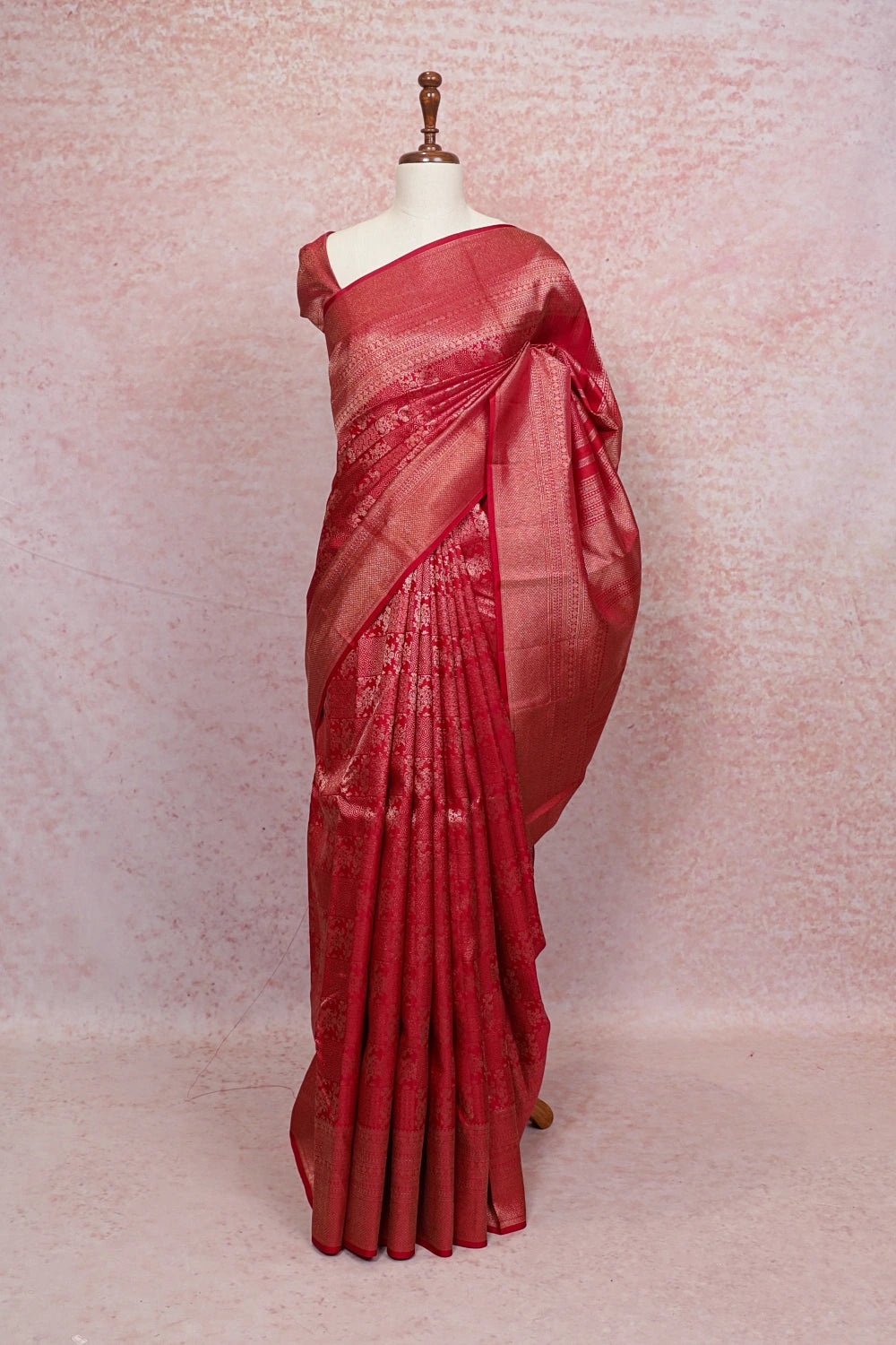 Apple Red Kancheepuram Silk Saree