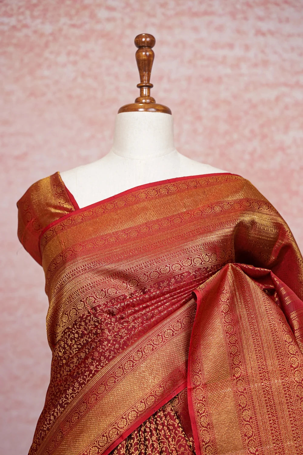 Reddish Maroon Kancheepuram Silk Saree