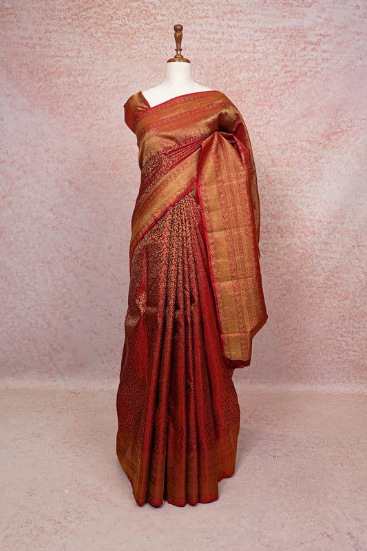 Reddish Maroon Kancheepuram Silk Saree