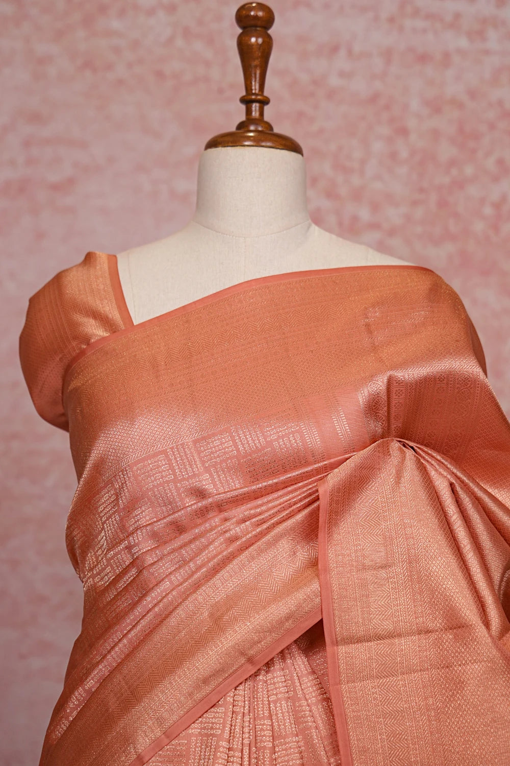 Peach Kancheepuram Silk Saree