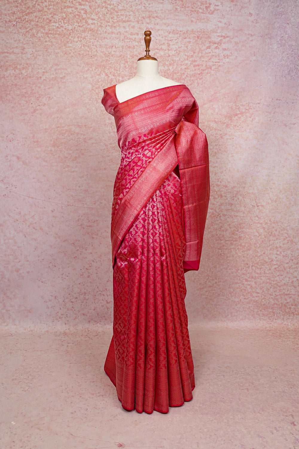 Pinkish Orange Kancheepuram Saree