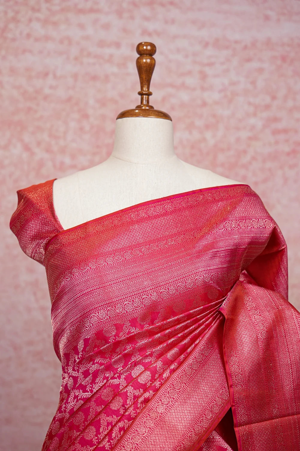 Pinkish Orange Kancheepuram Saree