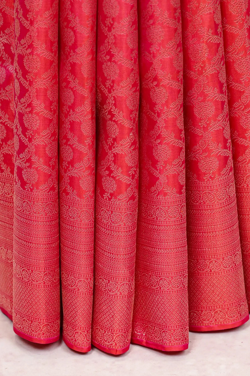 Pinkish Orange Kancheepuram Saree
