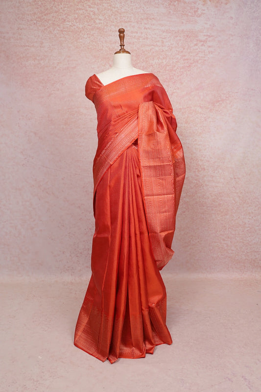 Orange Kancheepuram Silk Saree