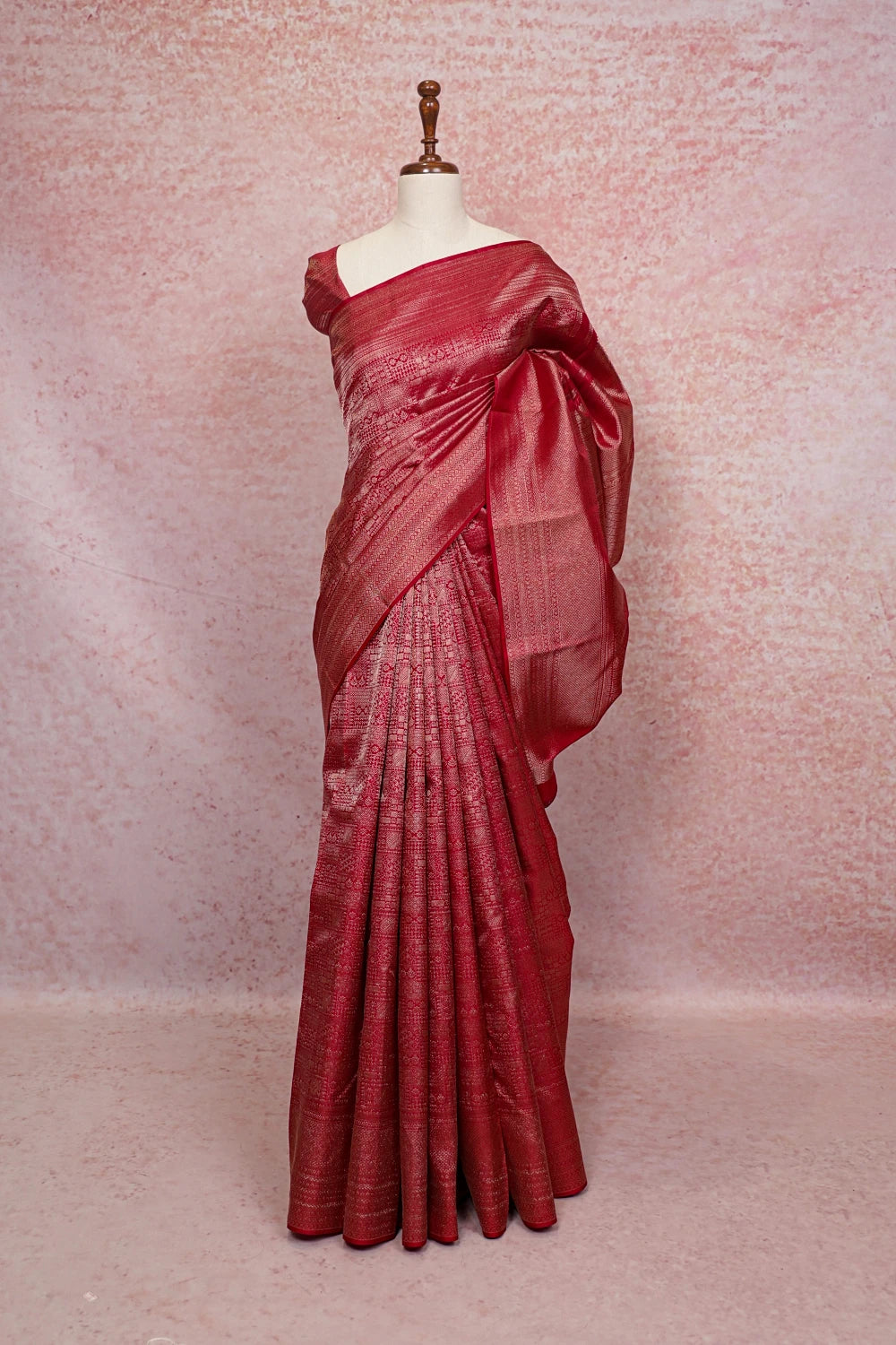 Apple Red Kancheepuram Silk Saree