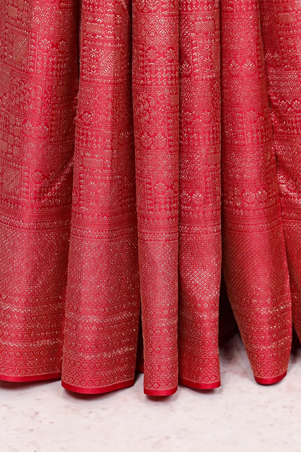 Apple Red Kancheepuram Silk Saree