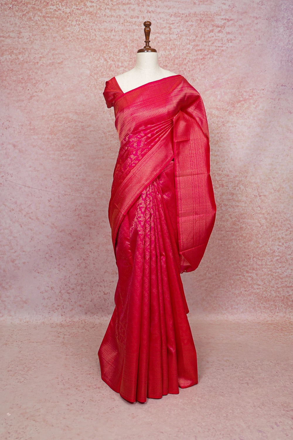 Reddish Pink Kancheepuram Silk Saree