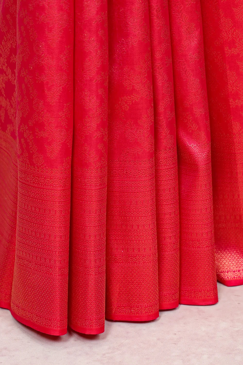 Reddish Pink Kancheepuram Silk Saree