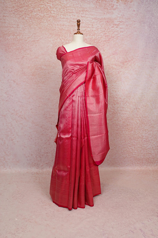 Reddish Pink Kancheepuram Silk Saree
