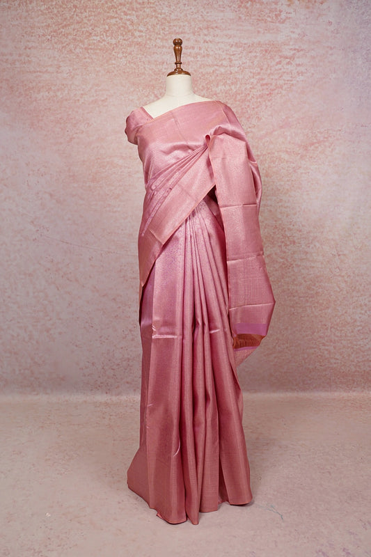 Pink Kancheepuram Silk Saree with designer border - Seematti