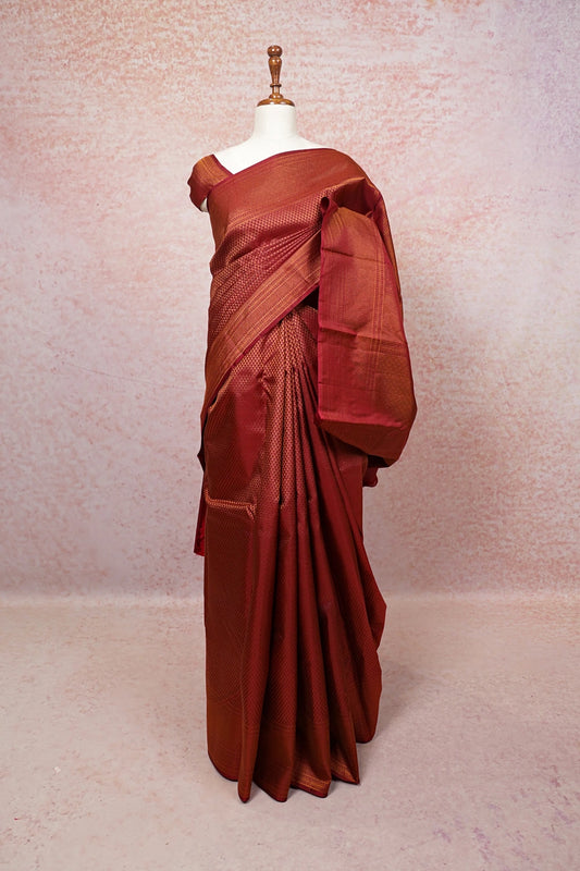 Deep Maroon Kancheepuram Silk Saree