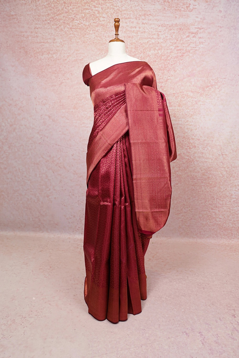 Beetroot Color Kancheepuram Silk Saree