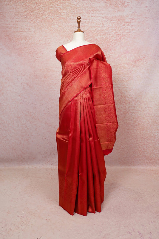 Brick Red Kancheepuram Silk Saree