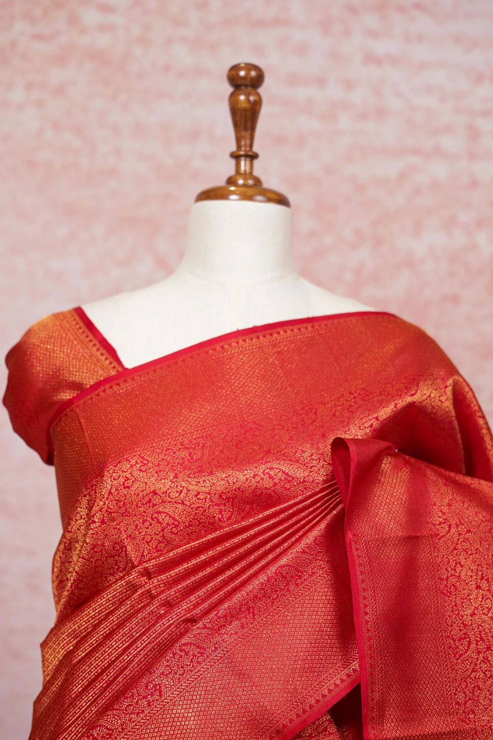 Brick Red Kancheepuram Silk Saree