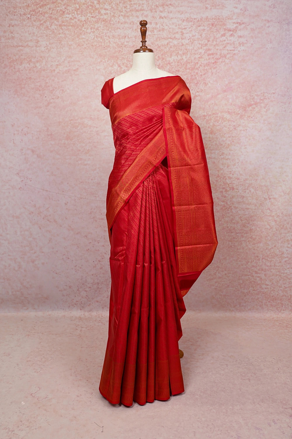 Brick Red Kancheepuram Silk Saree