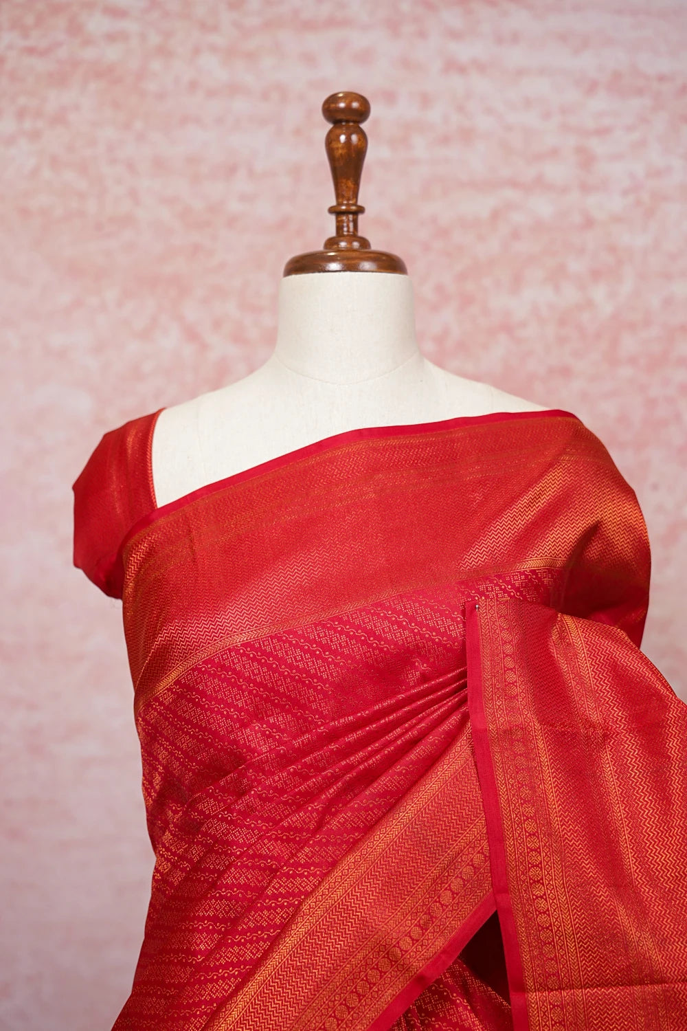 Brick Red Kancheepuram Silk Saree