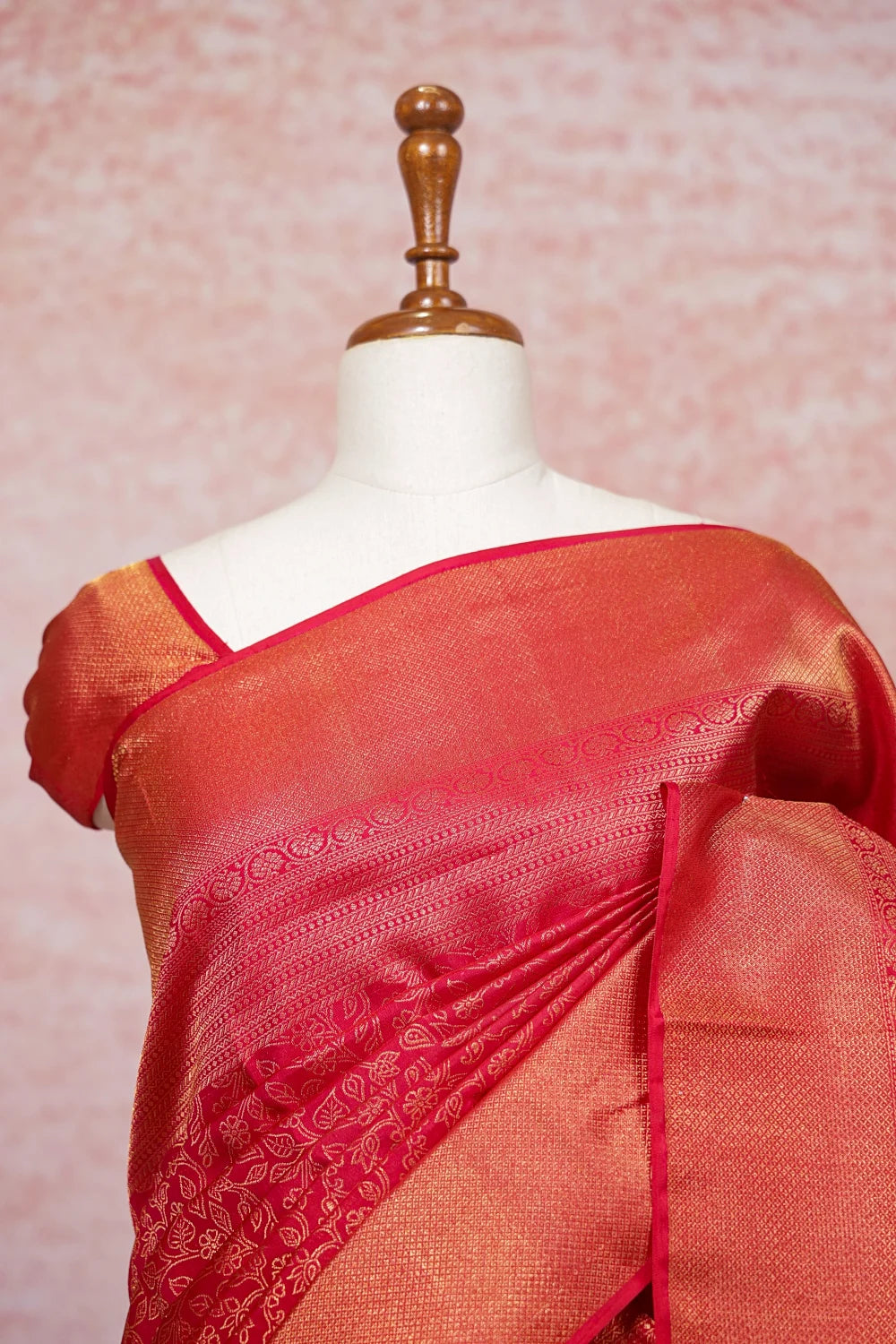 Maroonish Red Kancheepuram Silk Saree