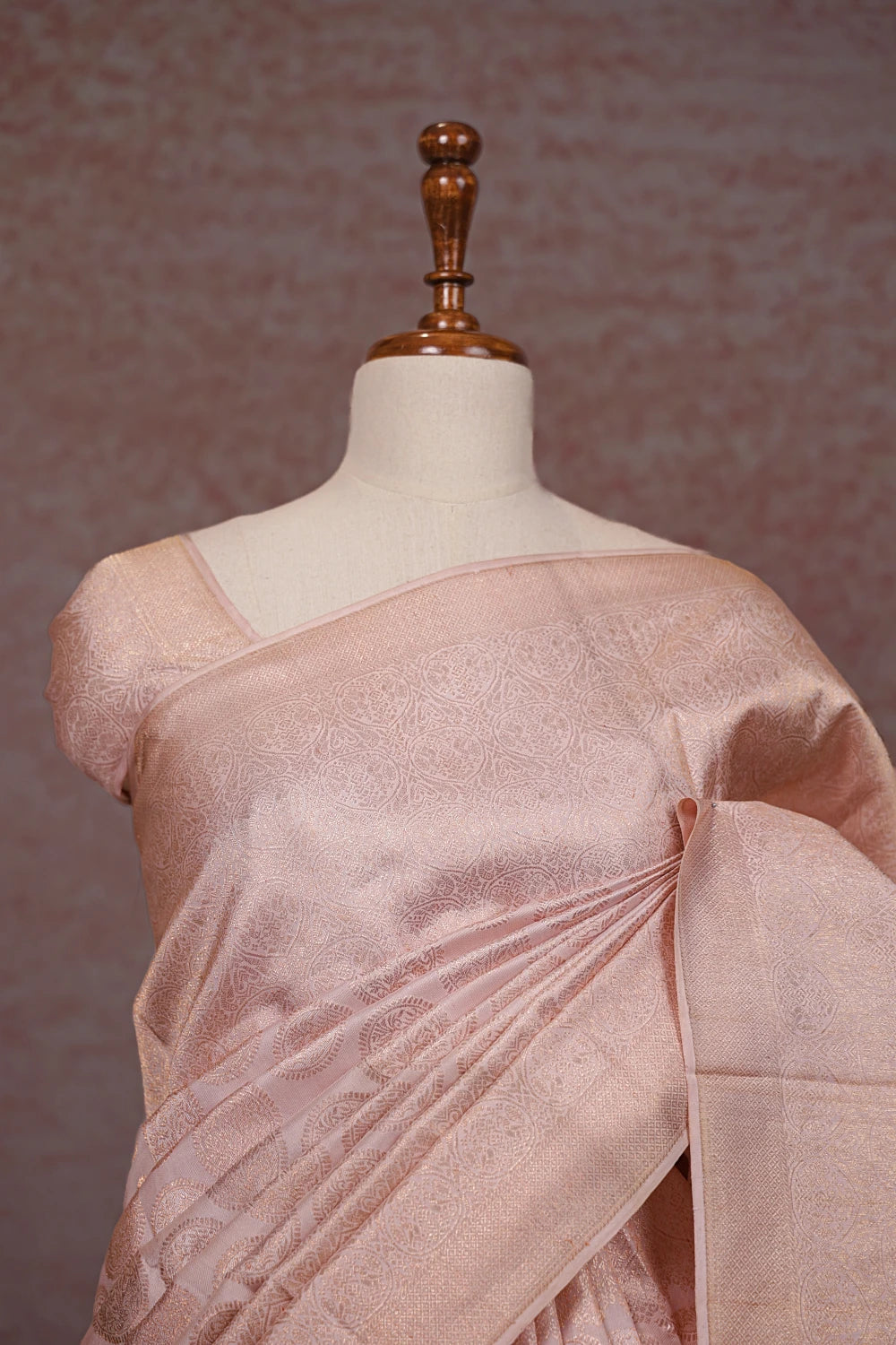 Light Peach Kancheepuram Silk Saree