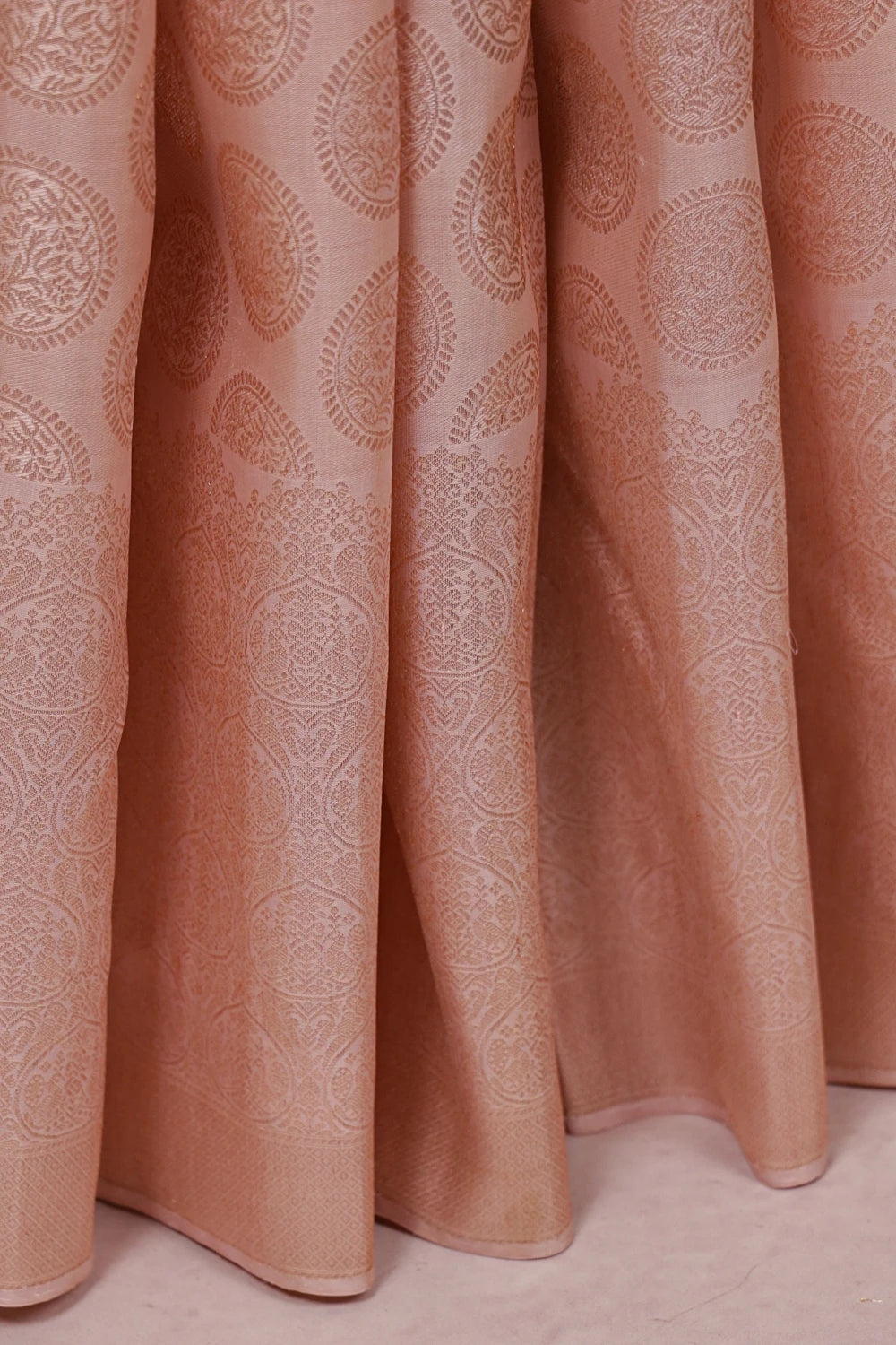 Light Peach Kancheepuram Silk Saree