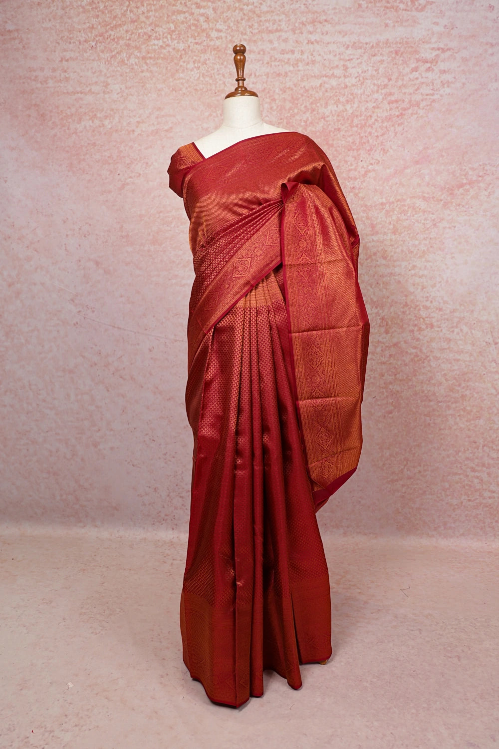 Reddish Maroon Kancheepuram Silk Saree