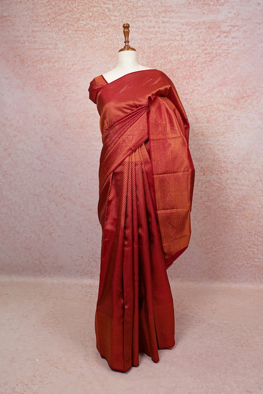 Reddish Maroon Kancheepuram Silk Saree