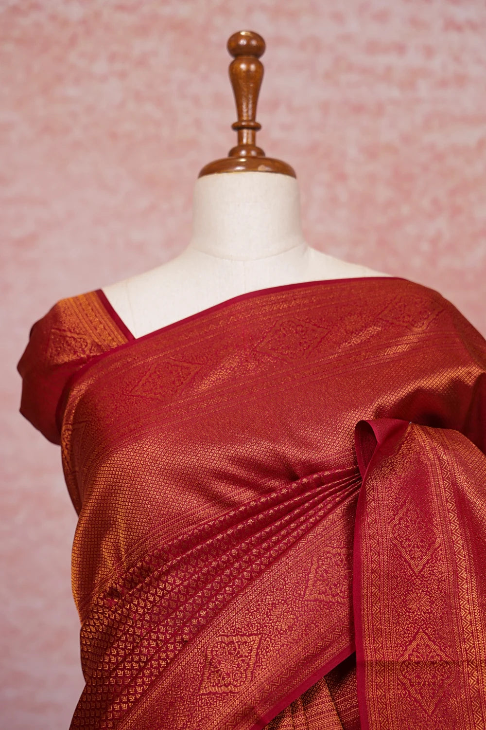 Reddish Maroon Kancheepuram Silk Saree