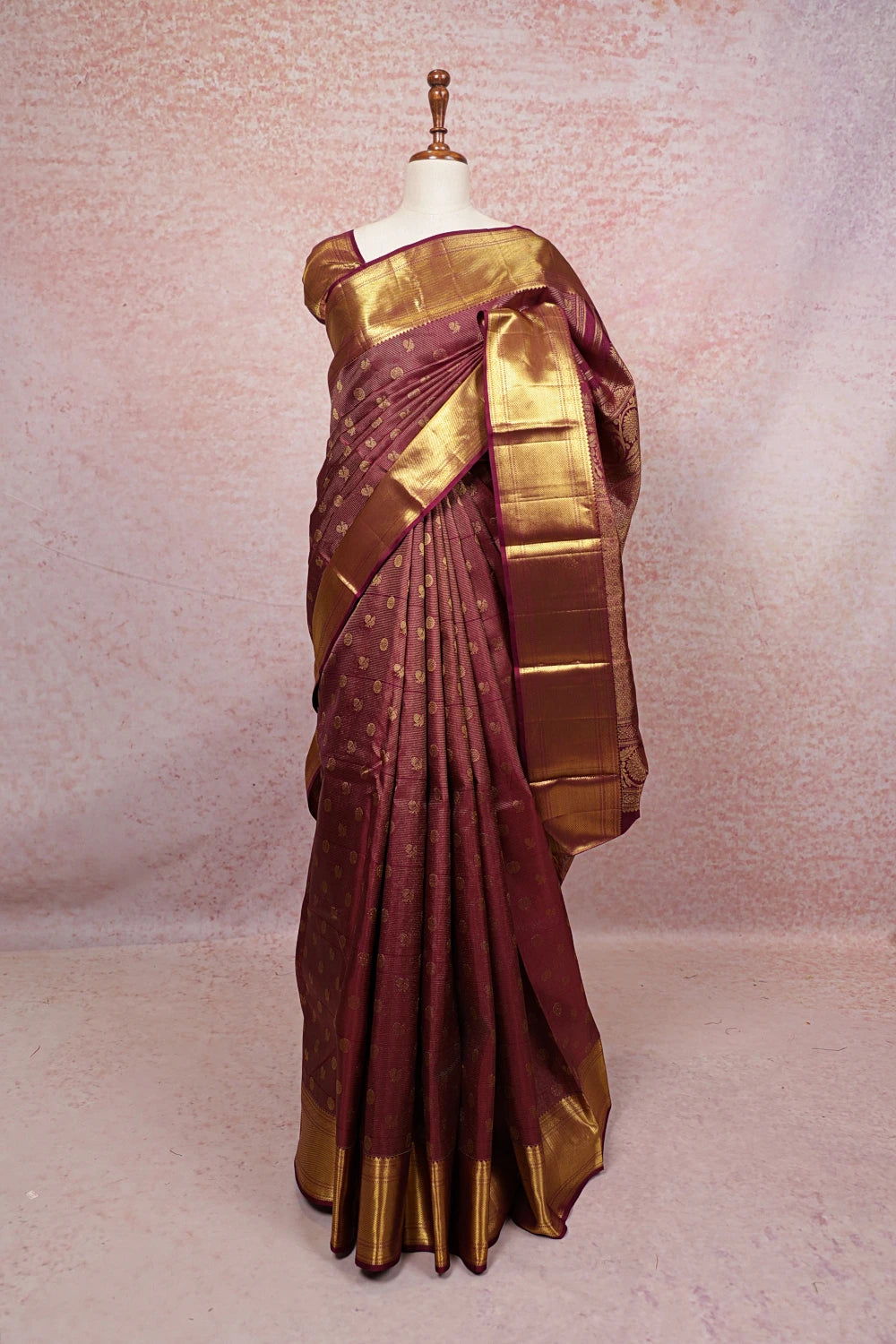 Burgundy Color Kancheepuram Silk Saree