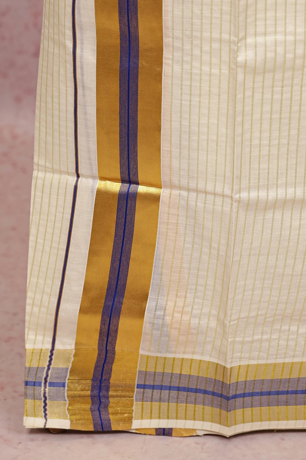 Off White Cotton Kerala Set Mundu