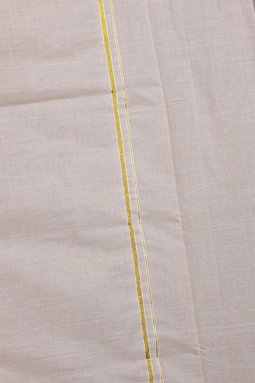 Off White Cotton Kerala Set Mundu