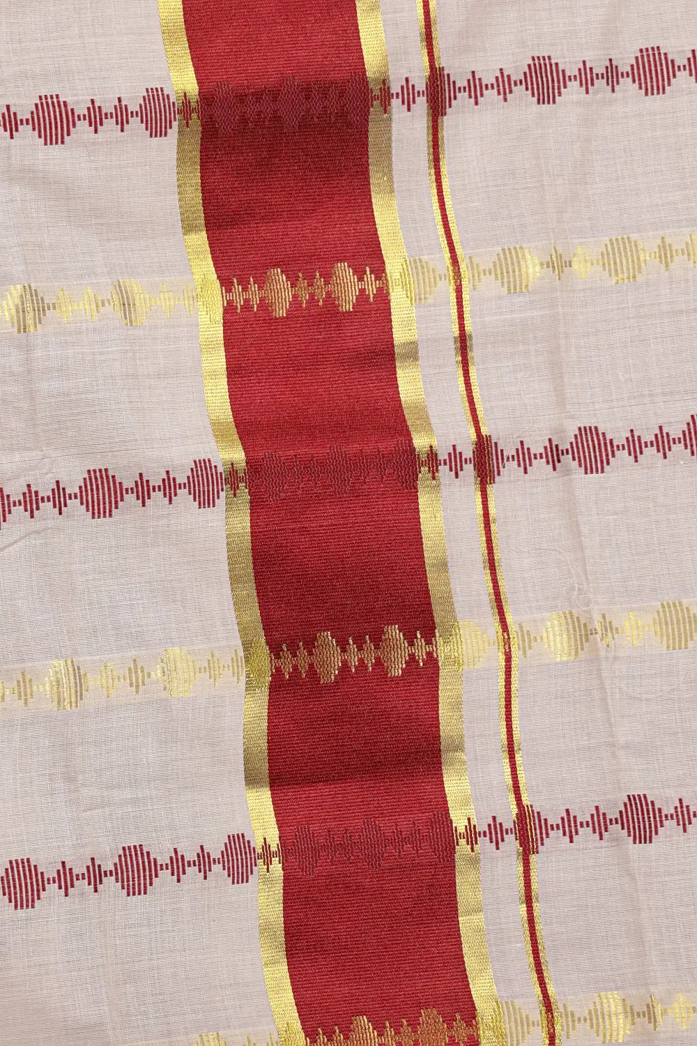 Off White Cotton Kerala Set Mundu