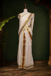 Off White Cotton Kerala Set Mundu