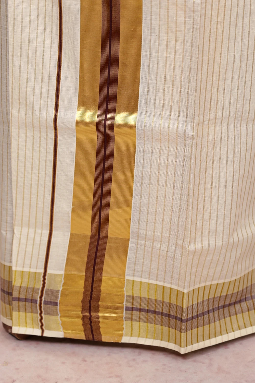 Off White Cotton Kerala Set Mundu