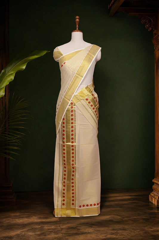Golden Tissue Kerala Set Mundu - Seematti