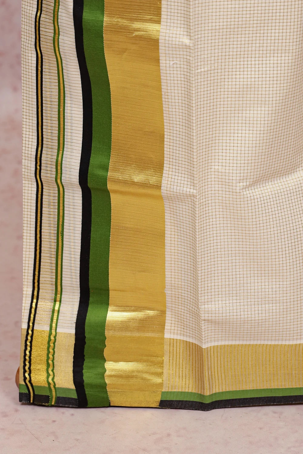 Off White Cotton Kerala Set Mundu