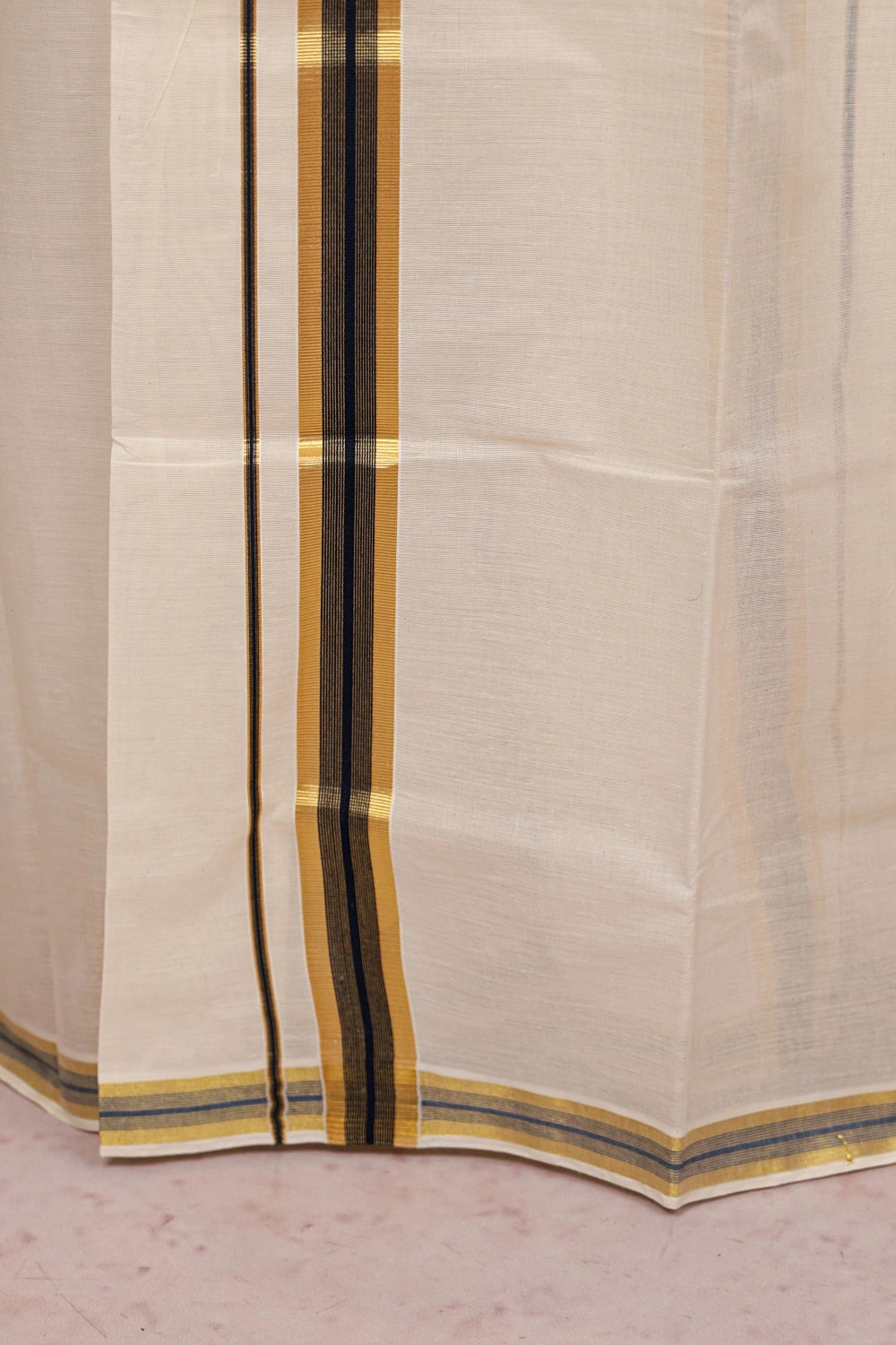 Off White Cotton Kerala Set Mundu
