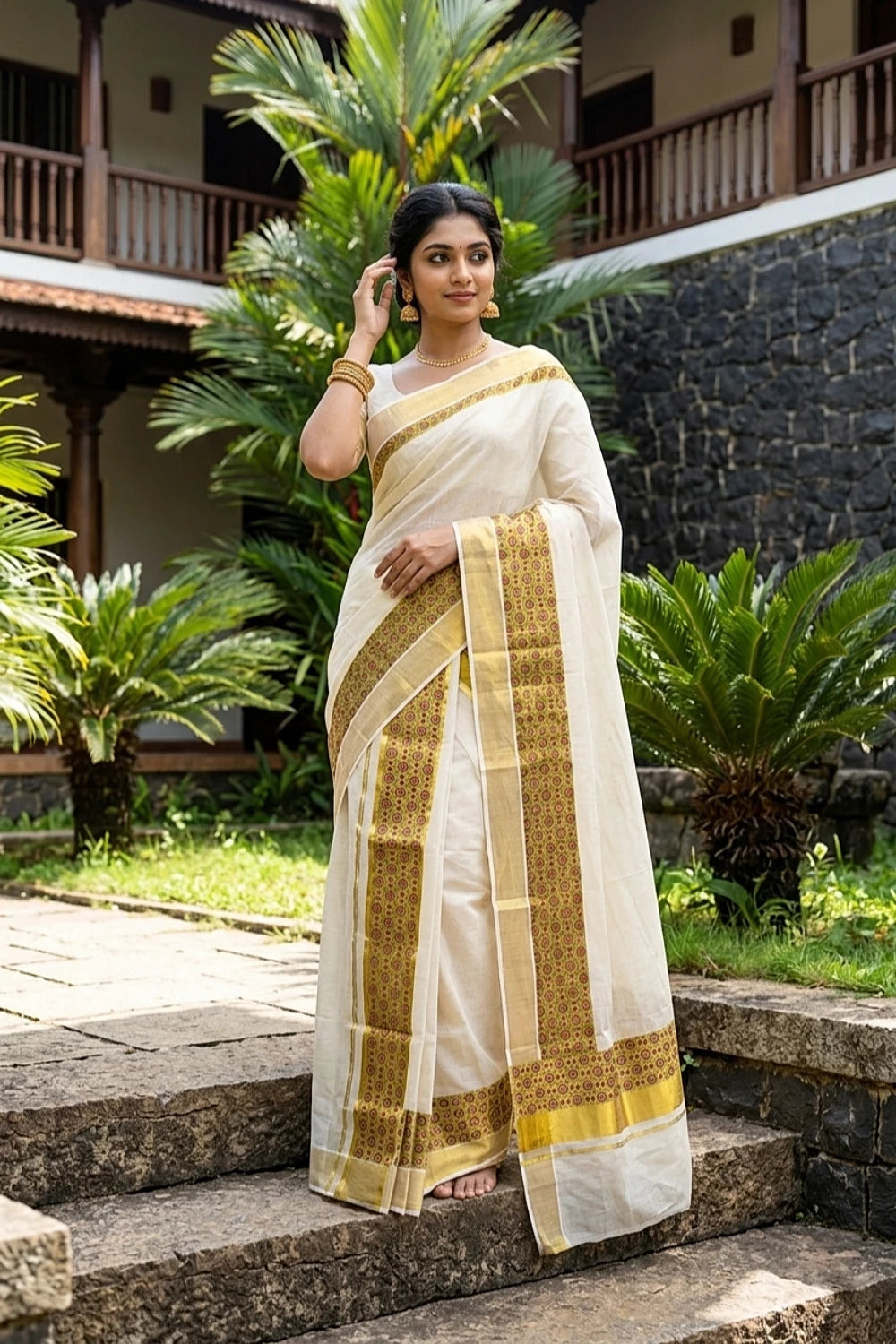 Golden Tissue Kerala Set Mundu