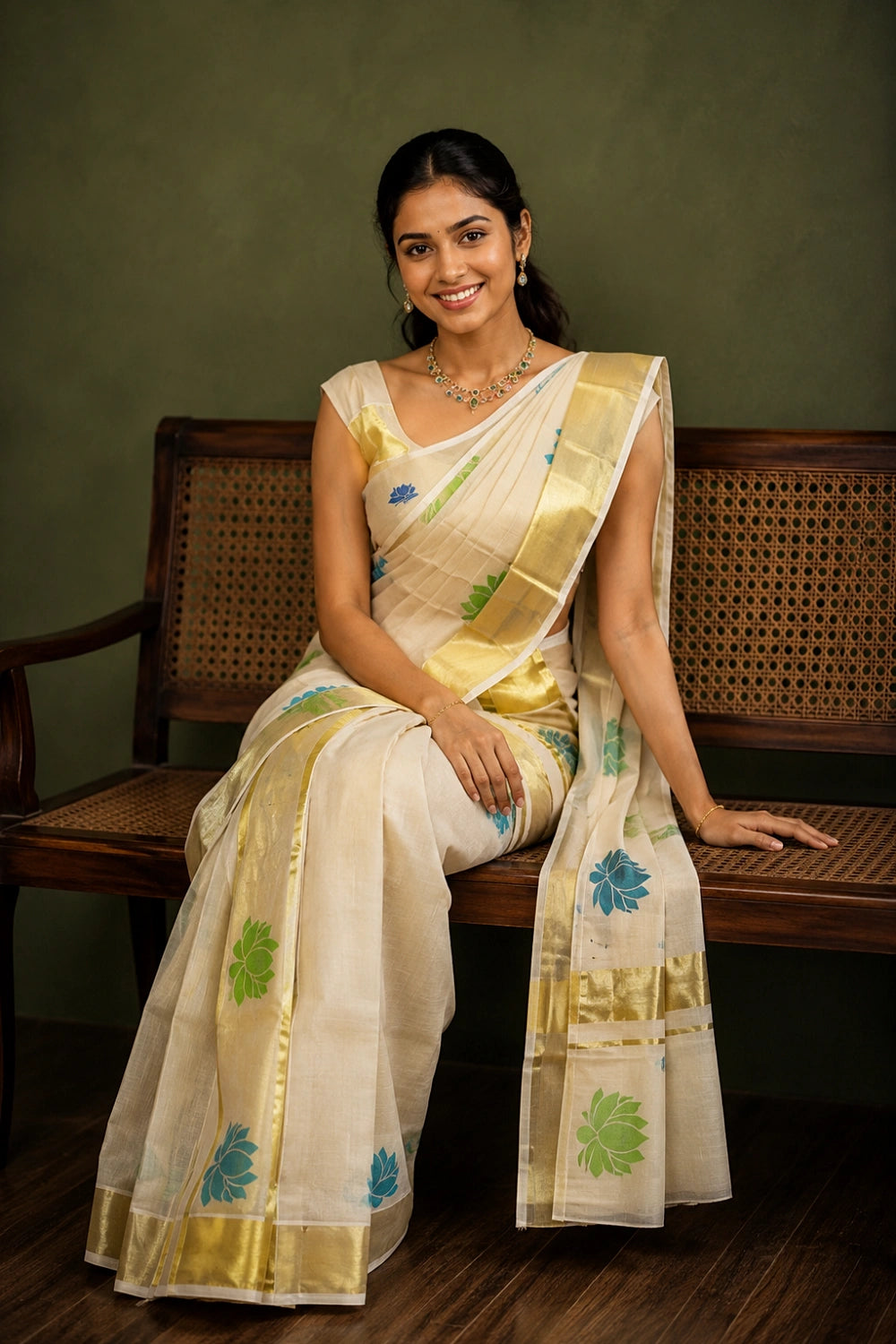 Golden Tissue Kerala Set Mundu
